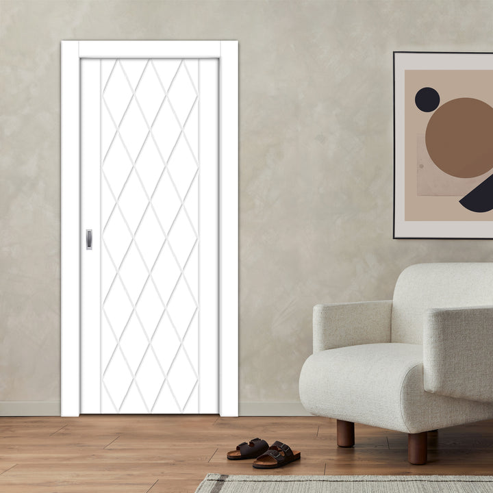 Flush Pocket Door With CNC Engraved Design FPED - 4167 - DoorDiscounter