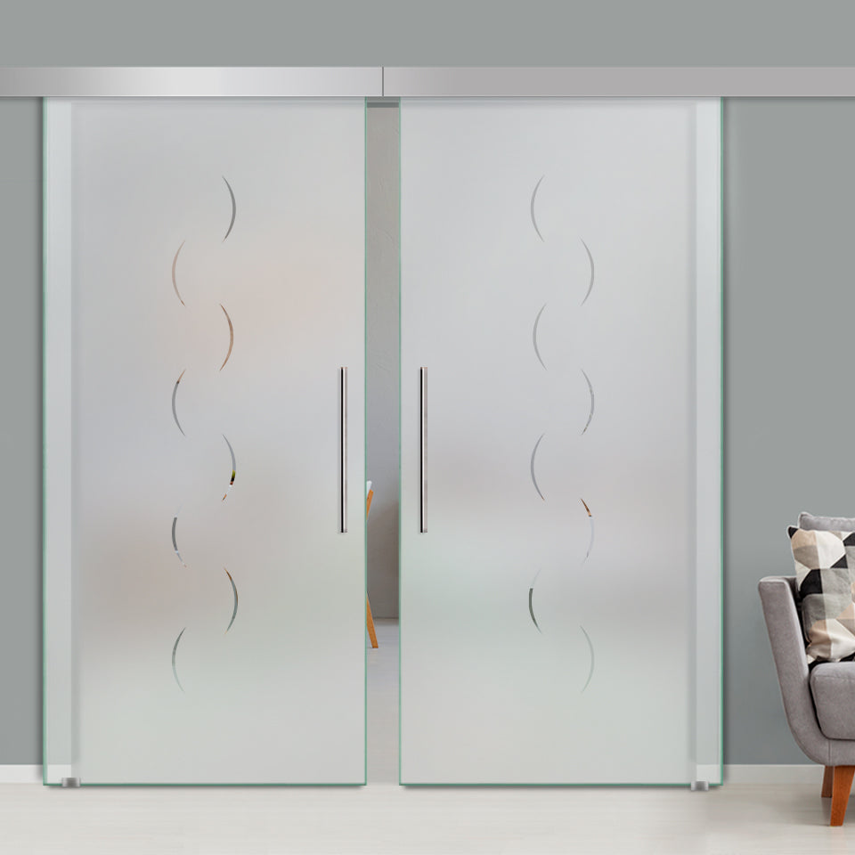 Double Sliding Glass Barn Door A100 SGB2 - 3749 - DoorDiscounter