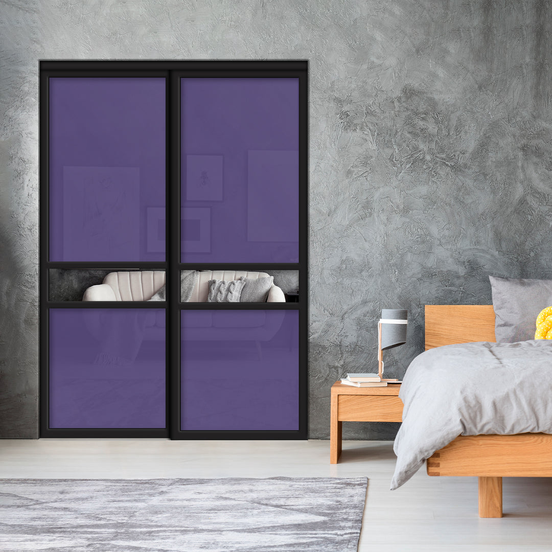 Sliding Bypass Closet Door with Glass & Mirror Panel Inserts MBS2 - 0544 - DoorDiscounter