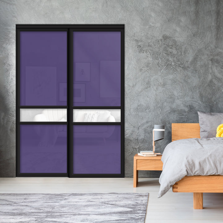 Sliding Bypass Closet Door with Glass & Mirror Panel Inserts MBS2 - 0544 - DoorDiscounter