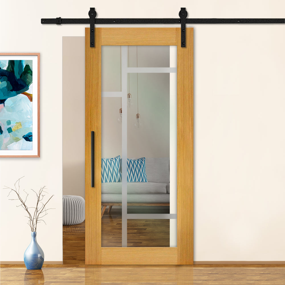 Sliding Barn Door with Frosted Design SBDF - 2330 - DoorDiscounter
