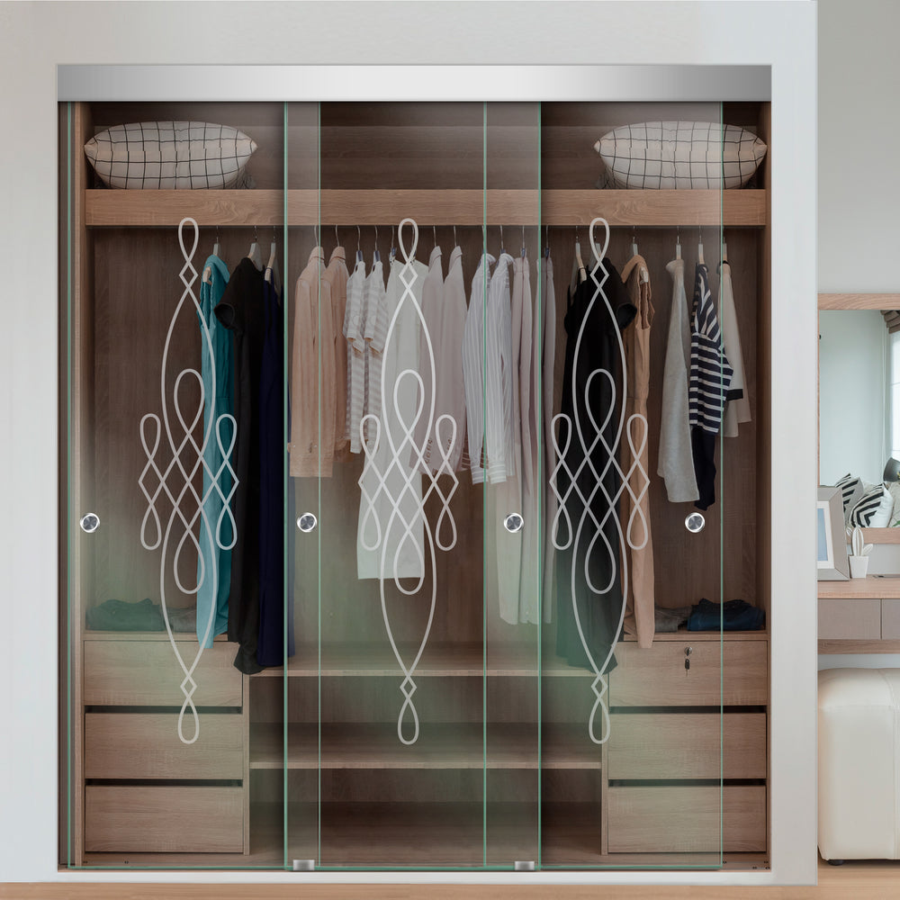 3 PANEL FRAMELESS CLOSET GLASS SLIDING BYPASS DOOR FSG3 - 3049 - DoorDiscounter