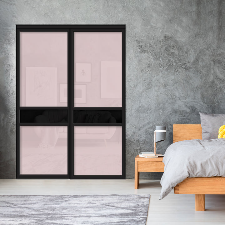 Sliding Bypass Closet Door with Glass & Mirror Panel Inserts MBS2 - 0547 - DoorDiscounter