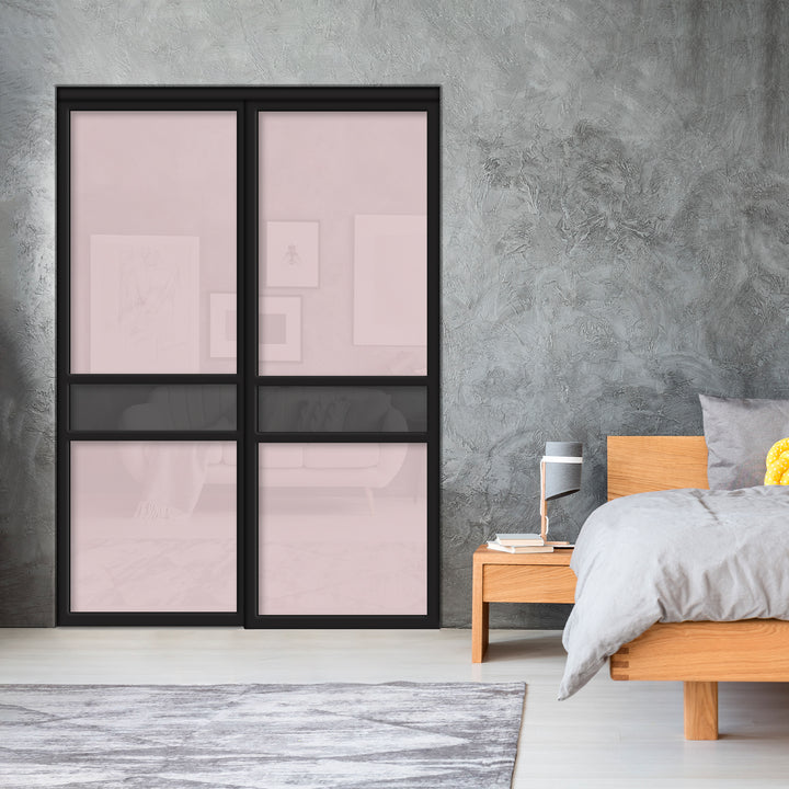 Sliding Bypass Closet Door with Glass & Mirror Panel Inserts MBS2 - 0547 - DoorDiscounter