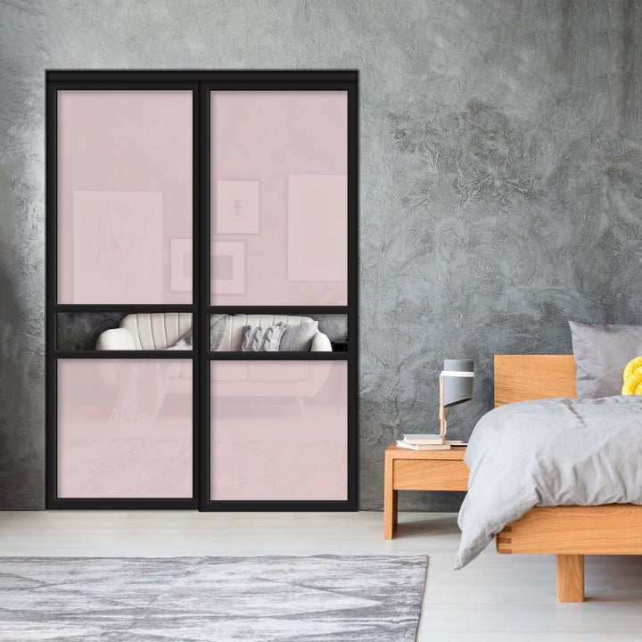 Sliding Bypass Closet Door with Glass & Mirror Panel Inserts MBS2 - 0547 - DoorDiscounter