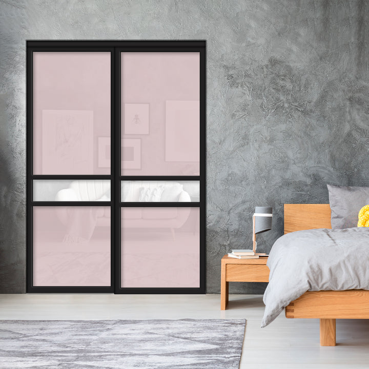 Sliding Bypass Closet Door with Glass & Mirror Panel Inserts MBS2 - 0547 - DoorDiscounter