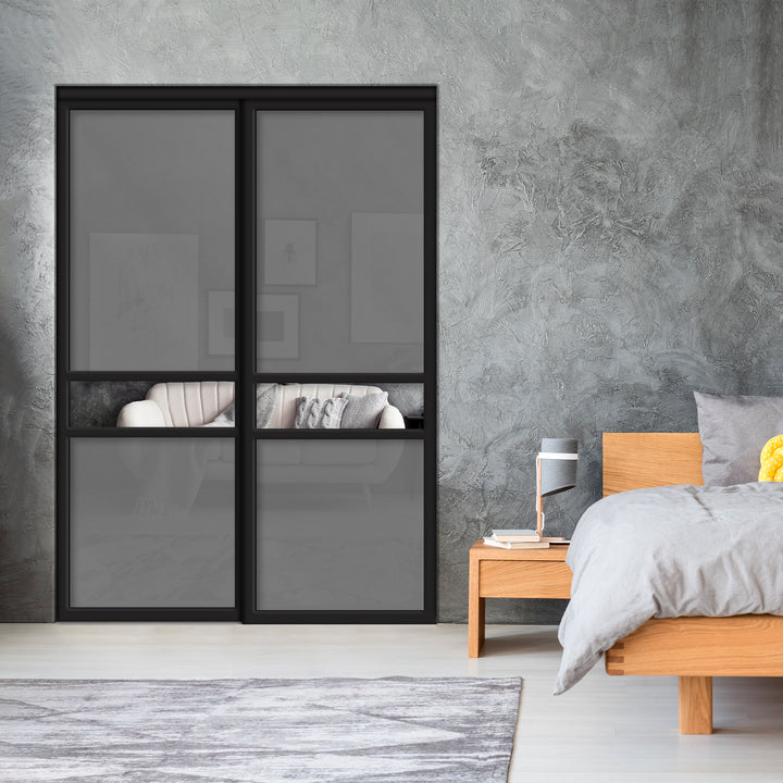 Sliding Bypass Closet Door with Glass & Mirror Panel Inserts MBS2 - 0548 - DoorDiscounter