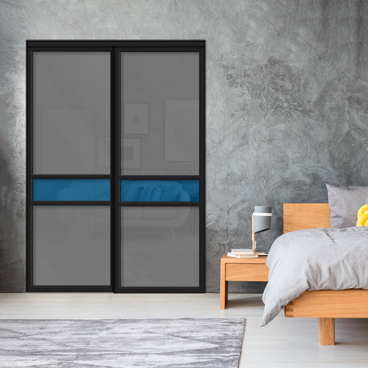 Sliding Bypass Closet Door with Glass & Mirror Panel Inserts MBS2 - 0548 - DoorDiscounter