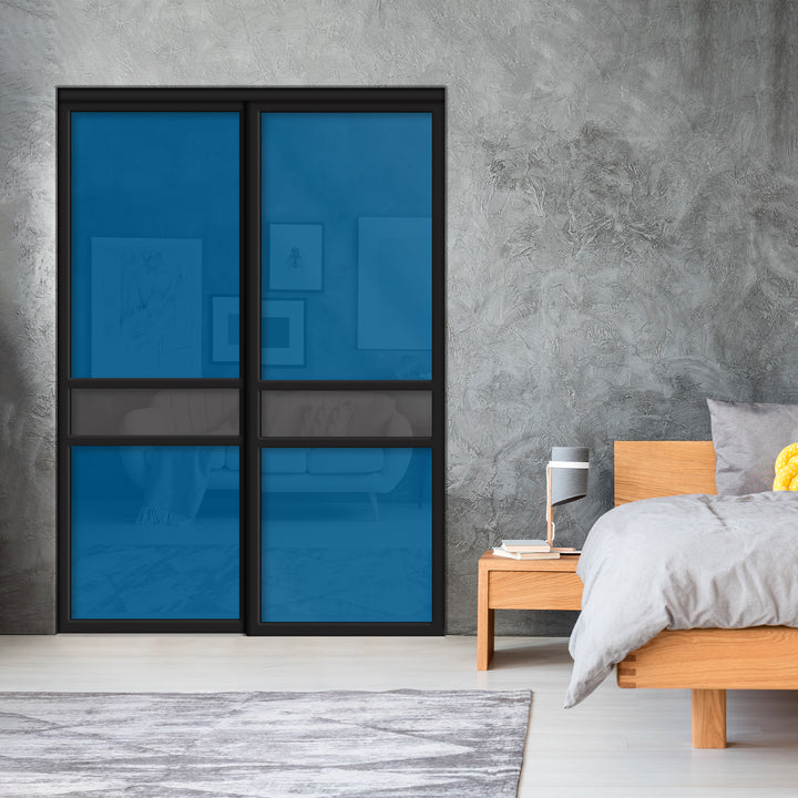 Sliding Bypass Closet Door with Glass & Mirror Panel Inserts MBS2 - 0549 - DoorDiscounter