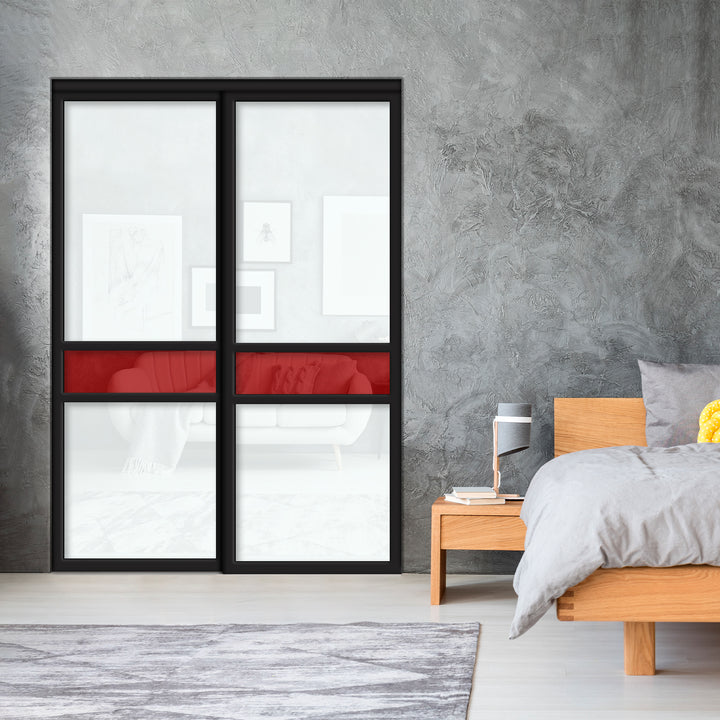 Sliding Bypass Closet Door with Glass & Mirror Panel Inserts MBS2 - 0550 - DoorDiscounter