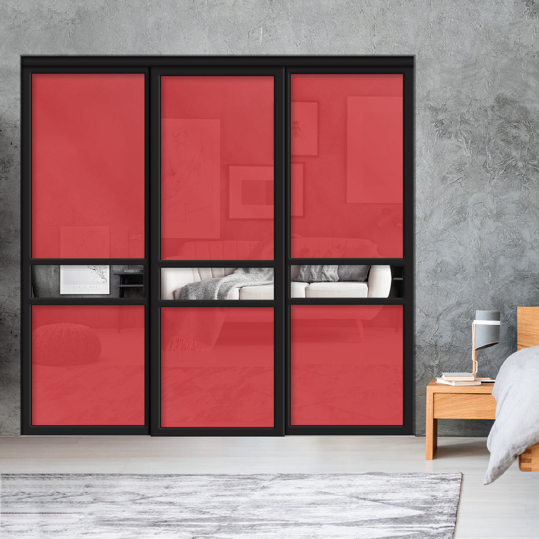 Sliding Bypass Closet Door with Glass & Mirror Panel Inserts MBSD - 0539 - DoorDiscounter