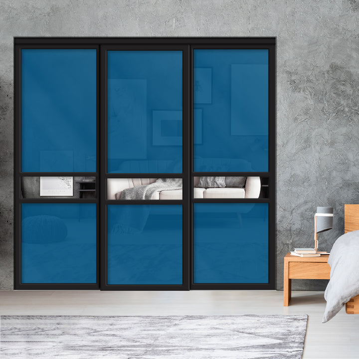 Sliding Bypass Closet Door with Glass & Mirror Panel Inserts MBSD - 0542 - DoorDiscounter