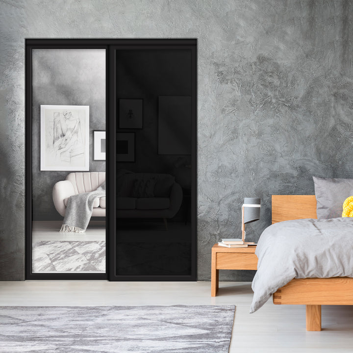 Sliding Bypass Closet Door with Glass & Mirror Panel Inserts MBS2 - 0728 - DoorDiscounter