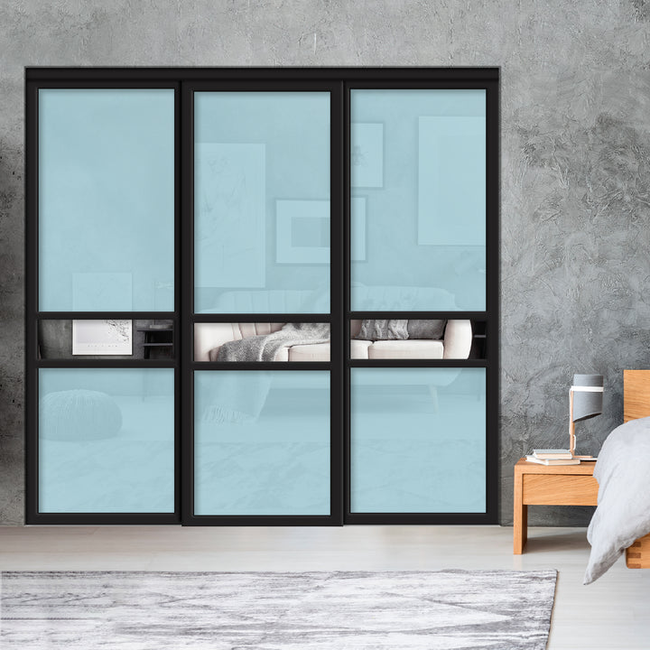 Sliding Bypass Closet Door with Glass & Mirror Panel Inserts MBSD - 0538 - DoorDiscounter