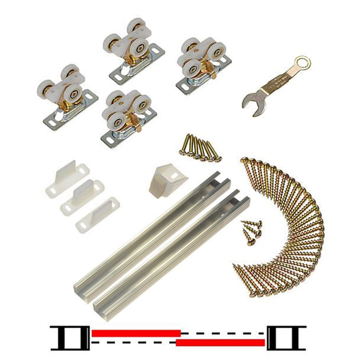 2 Leaf Bypass Sliding Closet Door with Modern Engraved Design & Hardware Kit 2SCD -0023 - DoorDiscounter