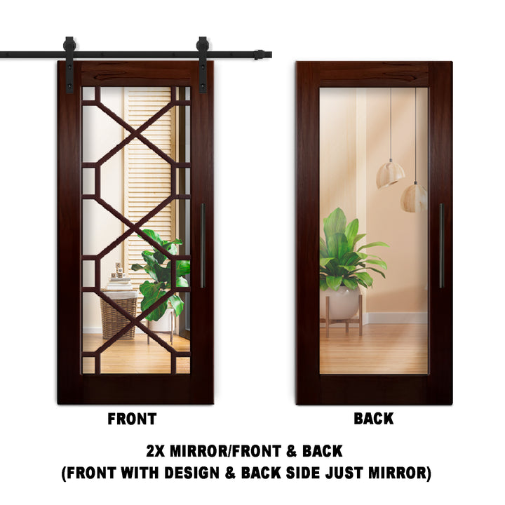 18 LITE SOLID WOOD SLIDING BARN DOOR WITH MIRROR PANEL SWSD - 1199 - DoorDiscounter