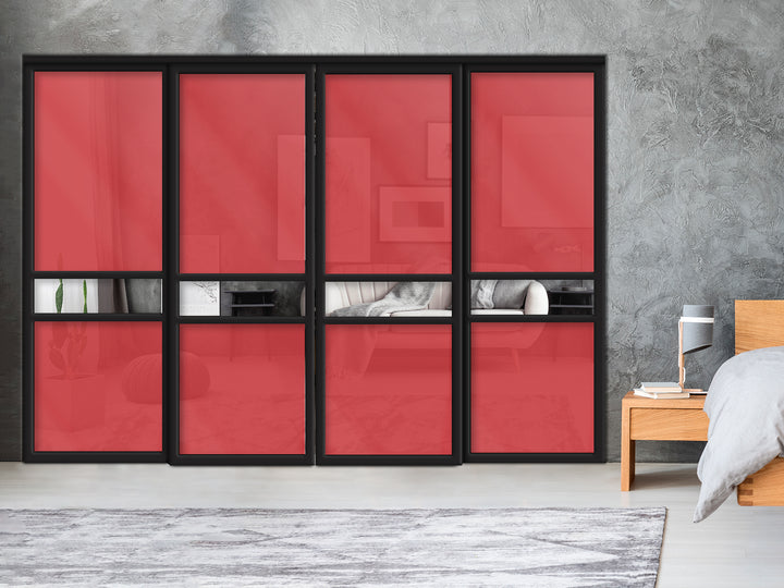 Sliding Bypass Closet Door with Glass & Mirror Panel Inserts MBS4 -0553 - DoorDiscounter