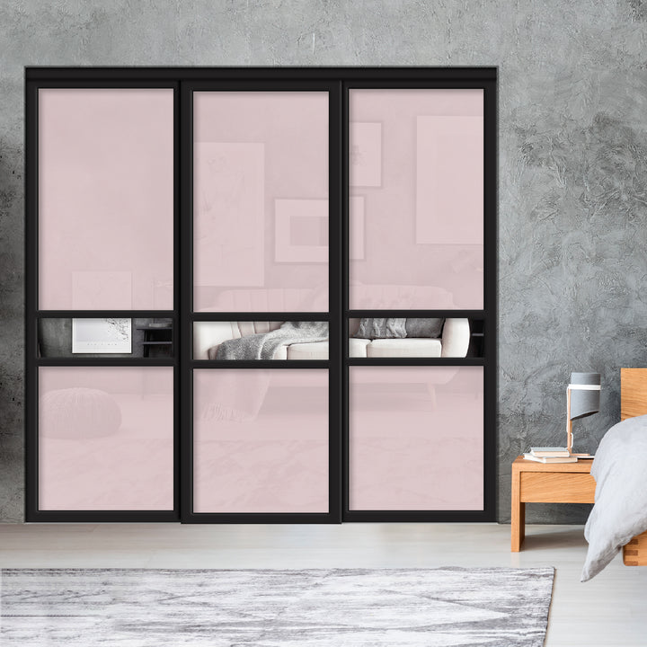 Sliding Bypass Closet Door with Glass & Mirror Panel Inserts MBSD - 0540 - DoorDiscounter