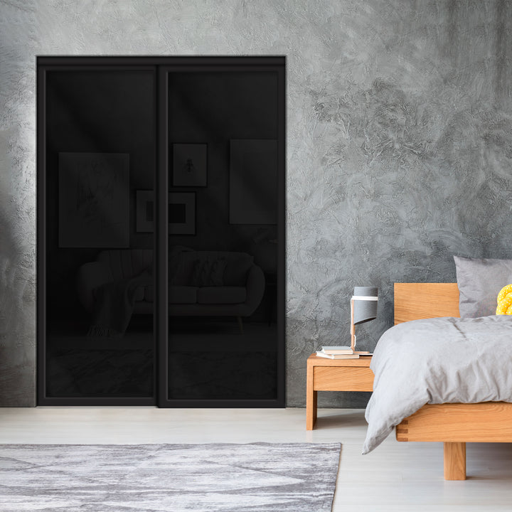 Sliding Bypass Closet Door with Glass & Mirror Panel Inserts MBS2 - 0728 - DoorDiscounter