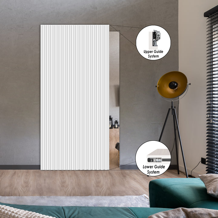 Fluted Wooden Sliding Barn Door With Hidden Invisible Hardware FWIH - 1346 - DoorDiscounter