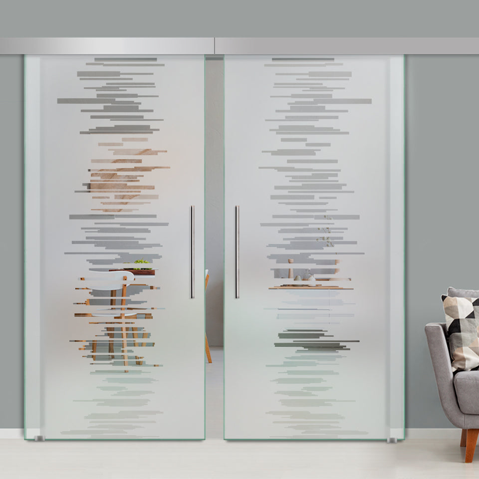 Double Sliding Glass Barn Door A100 SGB2 - 3750 - DoorDiscounter