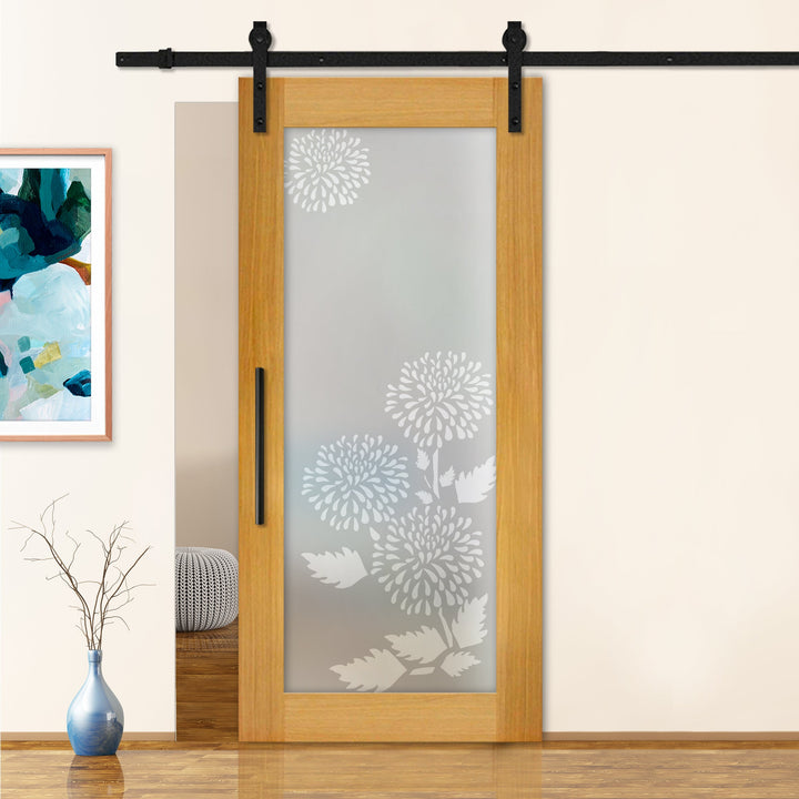 Sliding Barn Door with Frosted Design SBDF - 2357 - DoorDiscounter