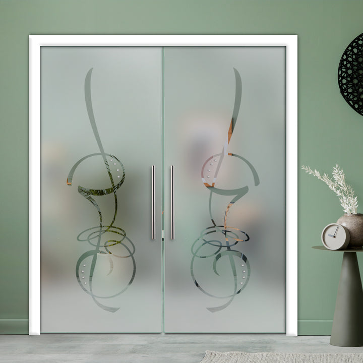 DOUBLE SLIDING POCKET GLASS DOOR WITH TRACK SYSTEM DPTS - 2619 - DoorDiscounter