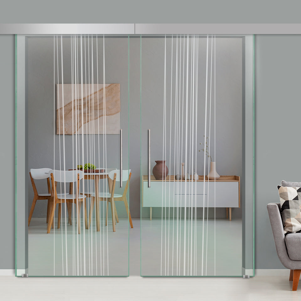 Double Sliding Glass Barn Door A100 SGB2 - 3753 - DoorDiscounter