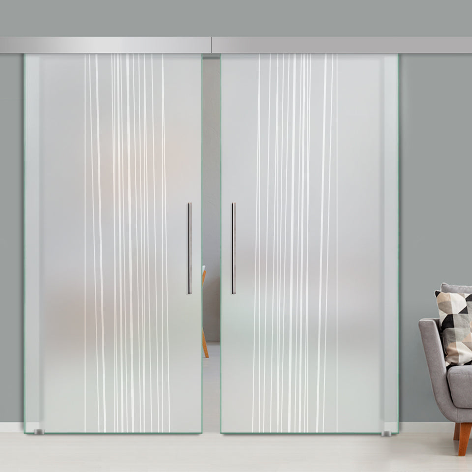 Double Sliding Glass Barn Door A100 SGB2 - 3753 - DoorDiscounter