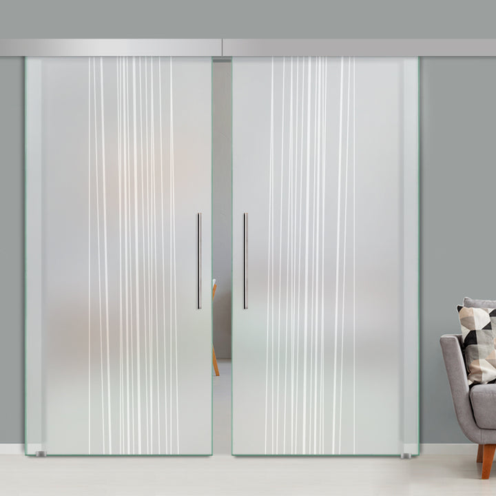 Double Sliding Glass Barn Door A100 SGB2 - 3753 - DoorDiscounter