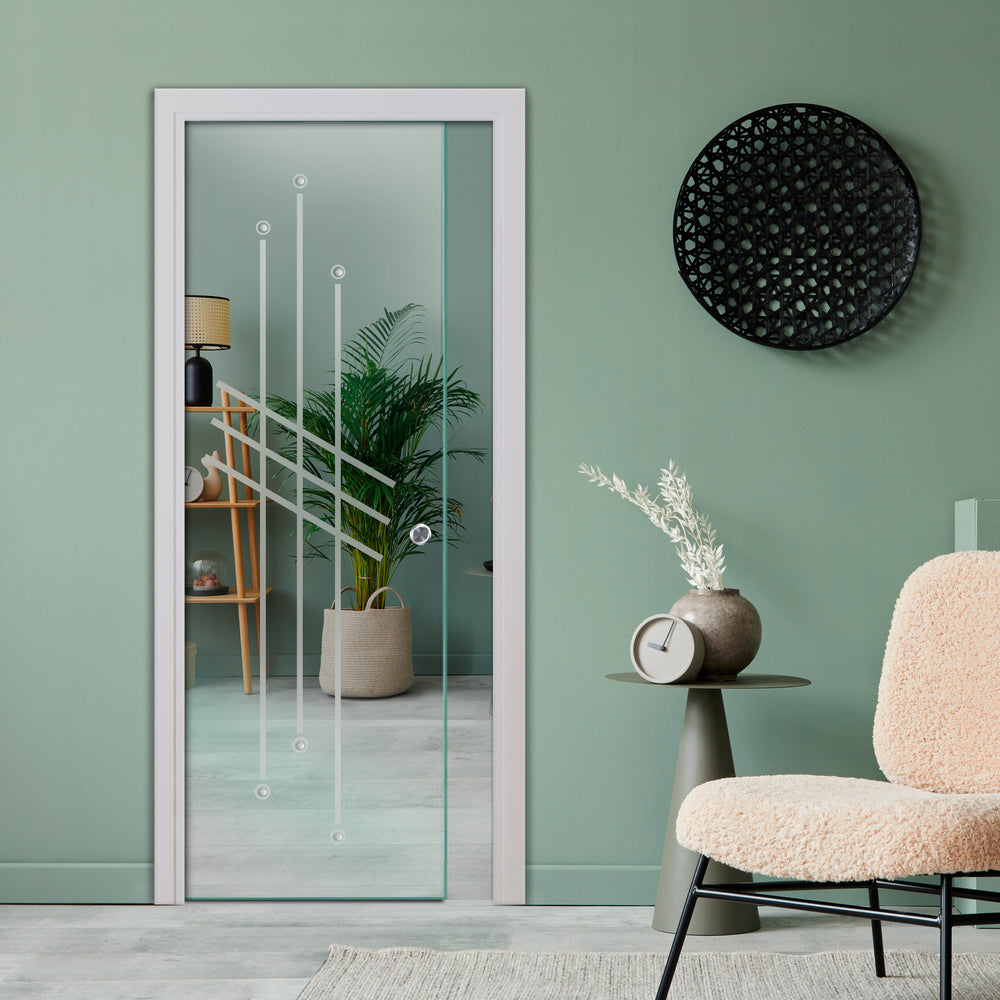 SLIDING POCKET GLASS DOOR WITH TRACK SYSTEM SPTS - 2565 - DoorDiscounter