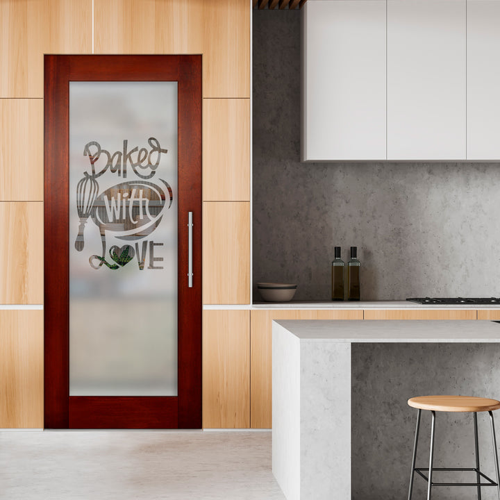 Self Closing Pivot Wooden Glass Door with Pantry Design Pwgd - 0480 - DoorDiscounter