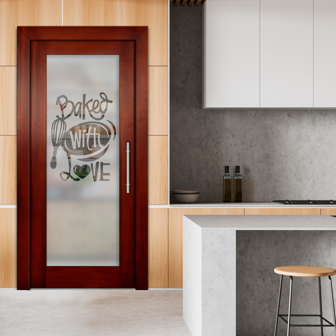 Self Closing Pivot Wooden Glass Door with Pantry Design Pwgd - 0480 - DoorDiscounter