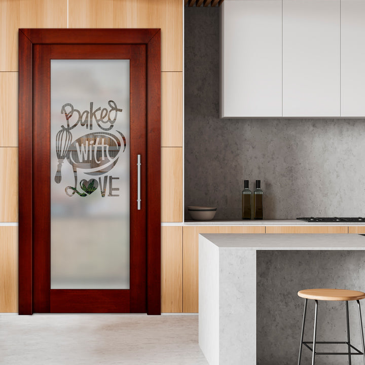 Self Closing Pivot Wooden Glass Door with Pantry Design Pwgd - 0480 - DoorDiscounter