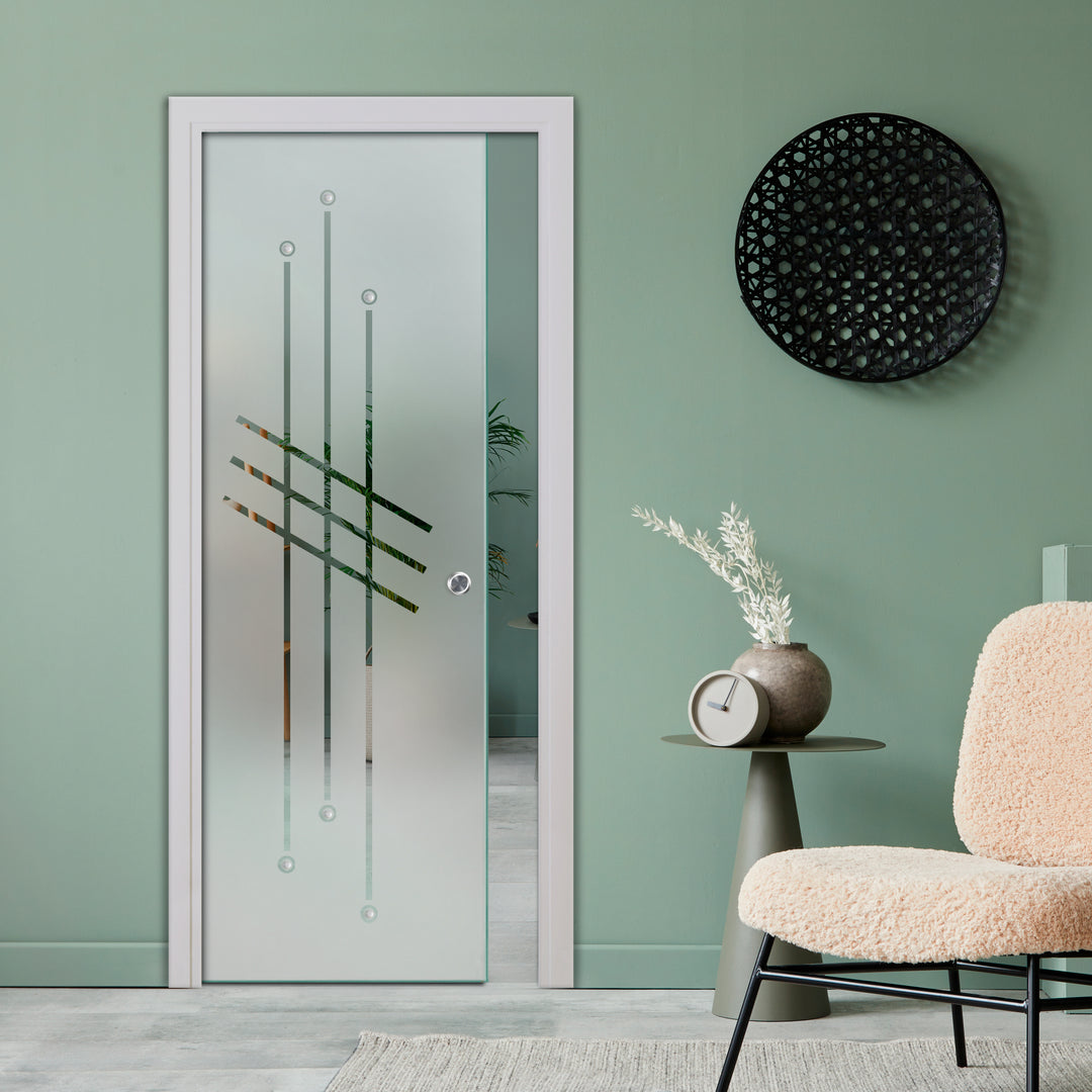 SLIDING POCKET GLASS DOOR WITH TRACK SYSTEM SPTS - 2565 - DoorDiscounter