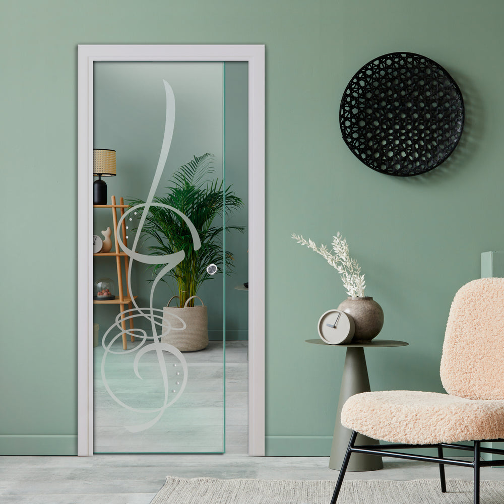 SLIDING POCKET GLASS DOOR WITH TRACK SYSTEM SPTS - 2552 - DoorDiscounter