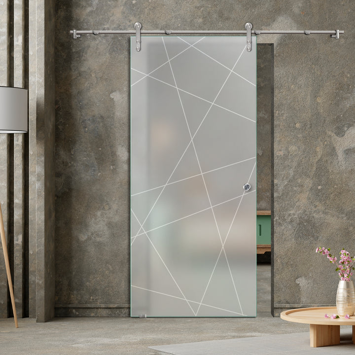 GLASS SLIDING BARN DOOR WITH DESIGN V1000 GSBD - 3204 - DoorDiscounter