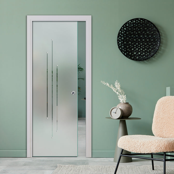 SLIDING POCKET GLASS DOOR WITH TRACK SYSTEM SPTS - 2549 - DoorDiscounter
