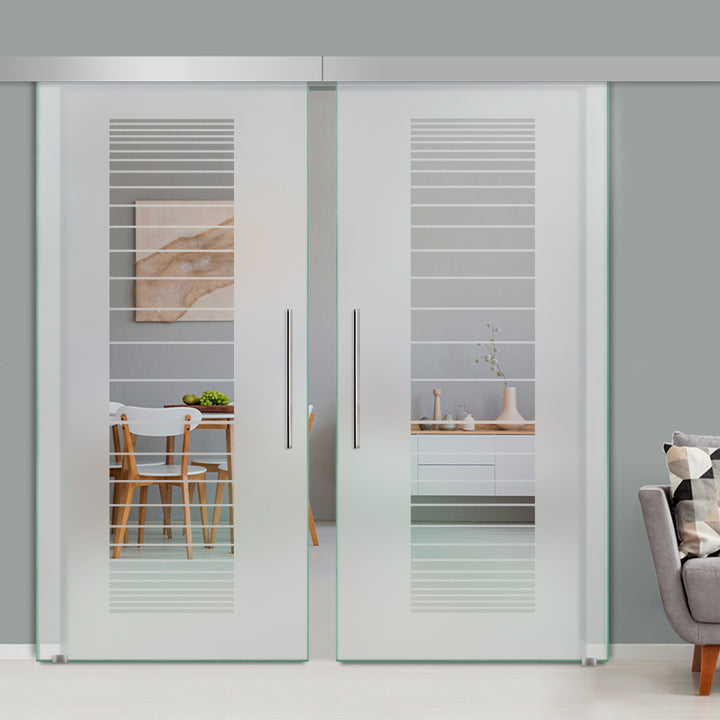 Double Sliding Glass Barn Door A100 SGB2 - 3756 - DoorDiscounter