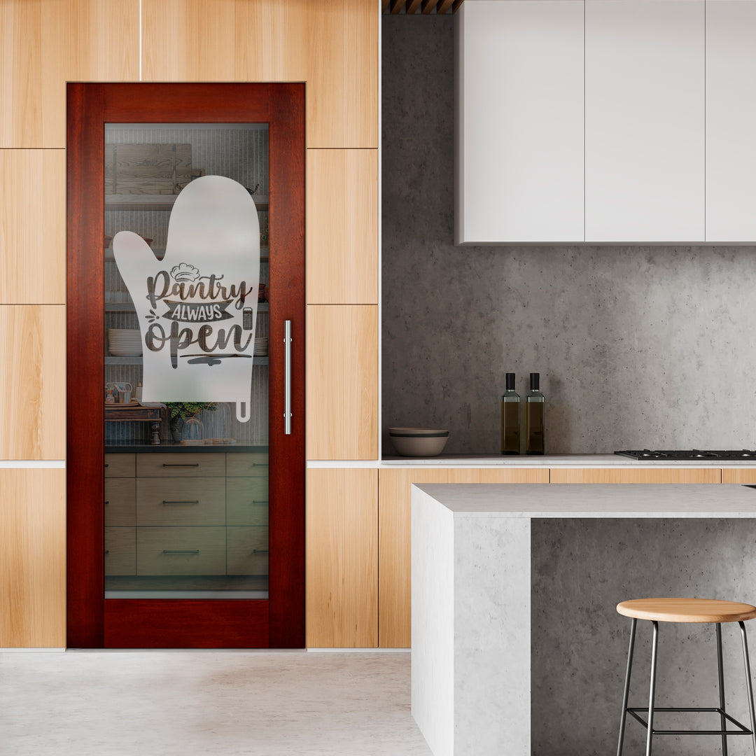 Self Closing Pivot Wooden Glass Door with Pantry Design Pwgd - 0483