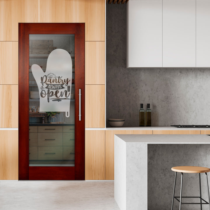 Self Closing Pivot Wooden Glass Door with Pantry Design Pwgd - 0483