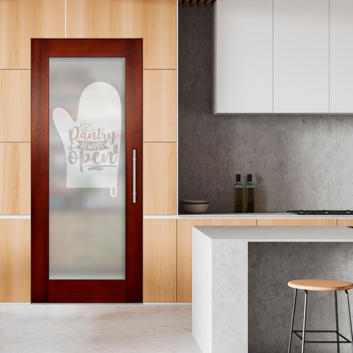 Self Closing Pivot Wooden Glass Door with Pantry Design Pwgd - 0483