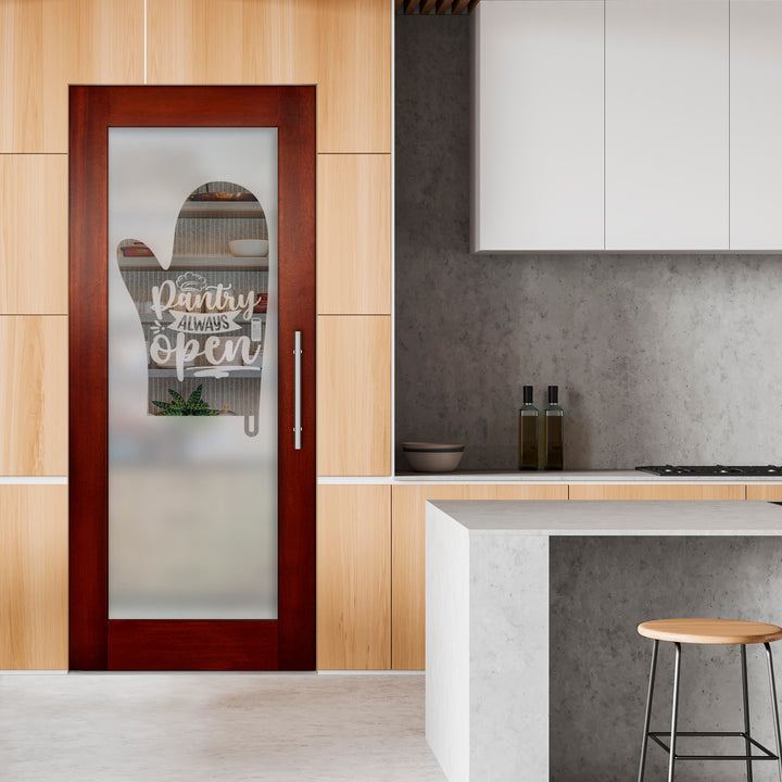 Self Closing Pivot Wooden Glass Door with Pantry Design Pwgd - 0483