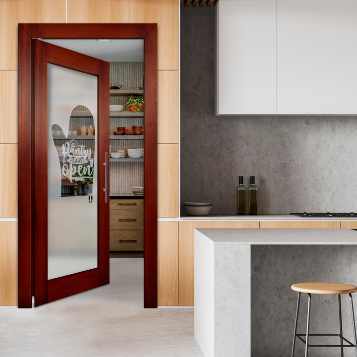 Self Closing Pivot Wooden Glass Door with Pantry Design Pwgd - 0483