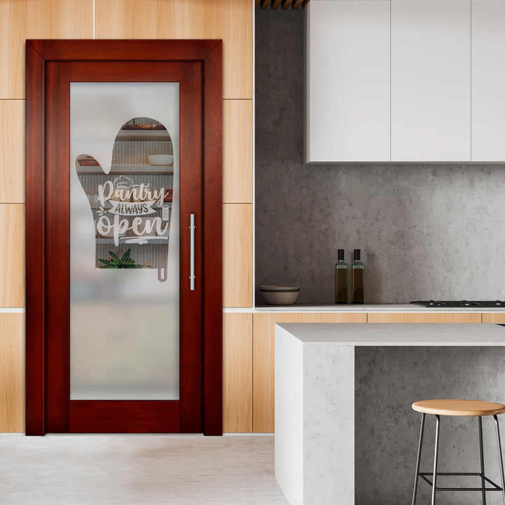 Self Closing Pivot Wooden Glass Door with Pantry Design Pwgd - 0483
