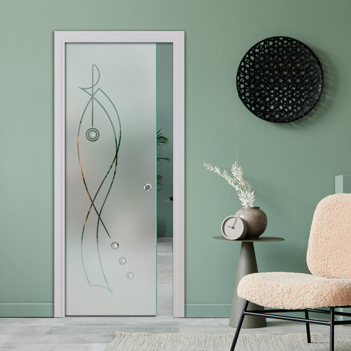 SLIDING POCKET GLASS DOOR WITH TRACK SYSTEM SPTS - 2582 - DoorDiscounter