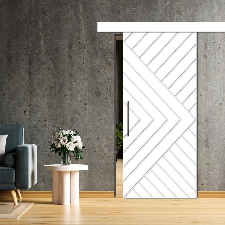 Chevron / Herringbone Wood Sliding Barn Door CHBD - 3340 - DoorDiscounter