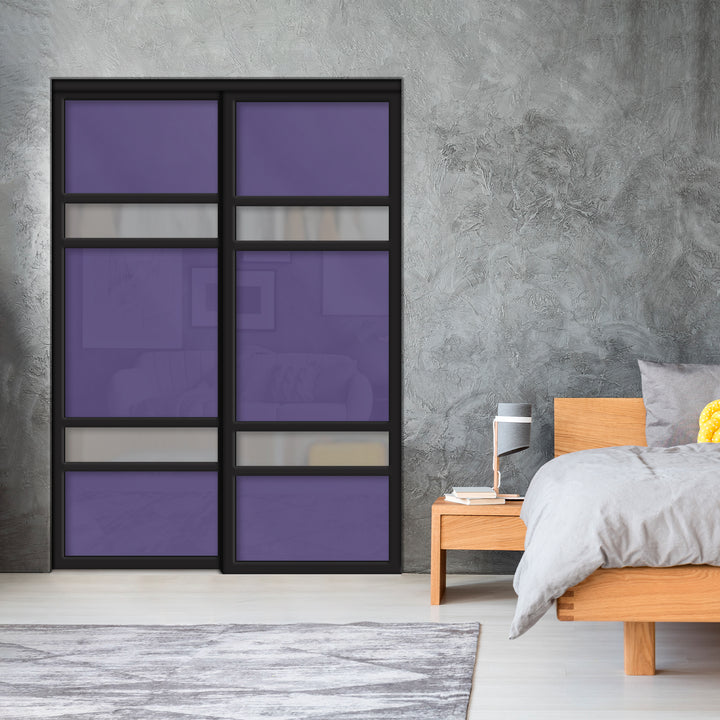 Sliding Bypass Closet Door with Glass & Mirror Panel Inserts MBS2 - 0544 - DoorDiscounter