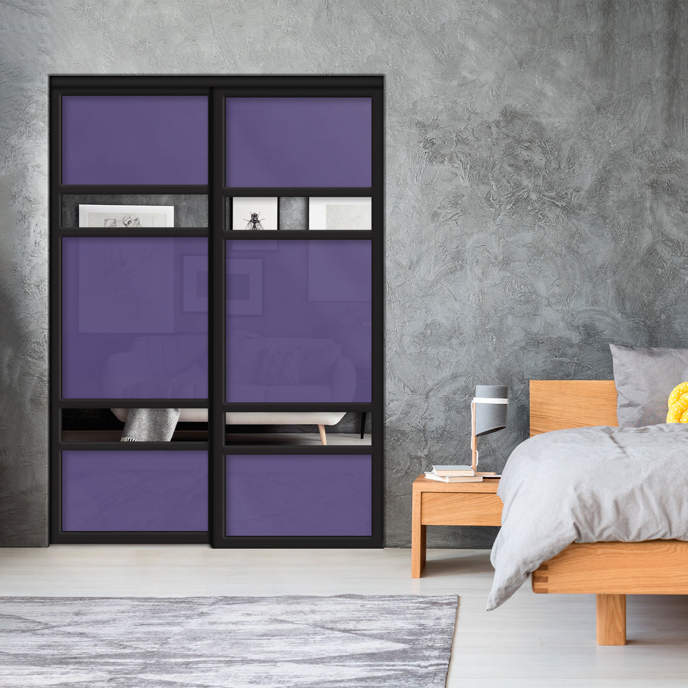 Sliding Bypass Closet Door with Glass & Mirror Panel Inserts MBS2 - 0544 - DoorDiscounter