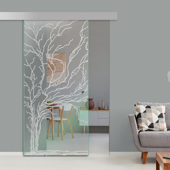 Sliding Glass Door with Floral Design Alu100 Sgbd - 0414 - DoorDiscounter